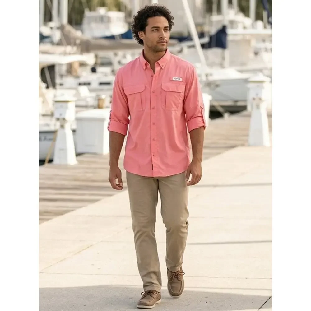 Magellan Outdoors Fish Gear Relaxed Fit Embroidered Button-Up Shirt Men Size M